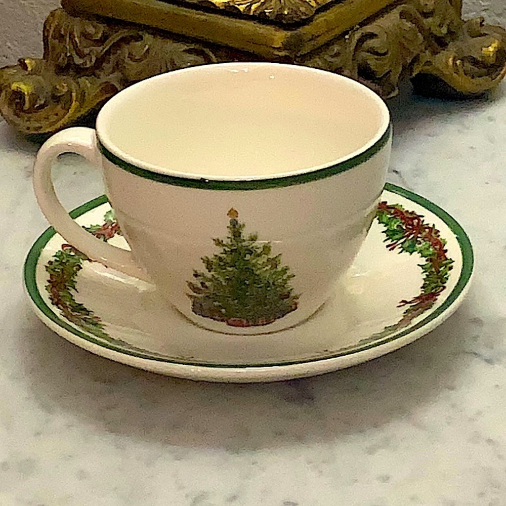 CHRISTOPHER RADKO “HOLIDAY CELEBRATIONS” FLAT CUP & SAUCER SET VINTAGE